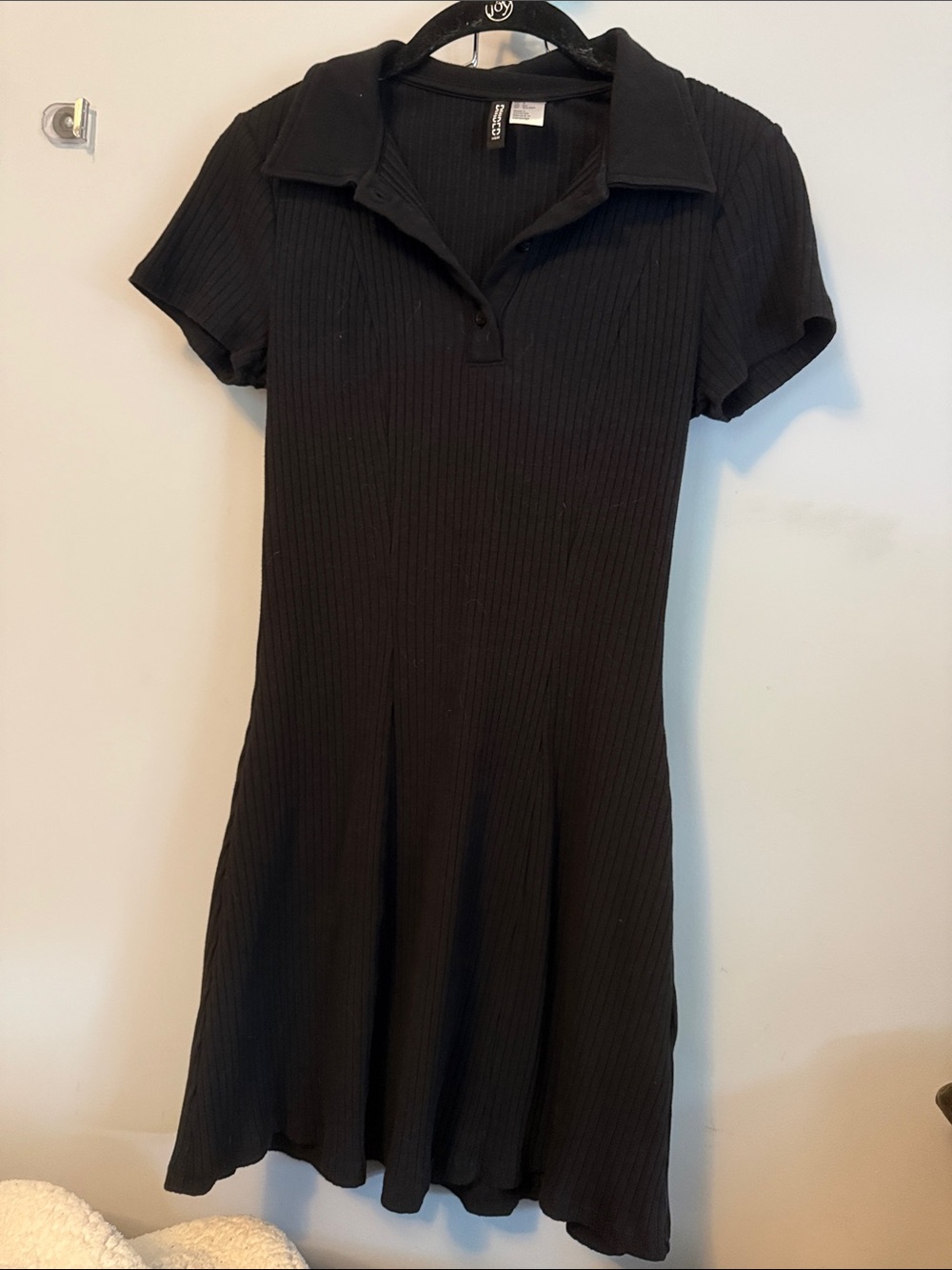 Divided Black Ribbed Polo Mini Dress